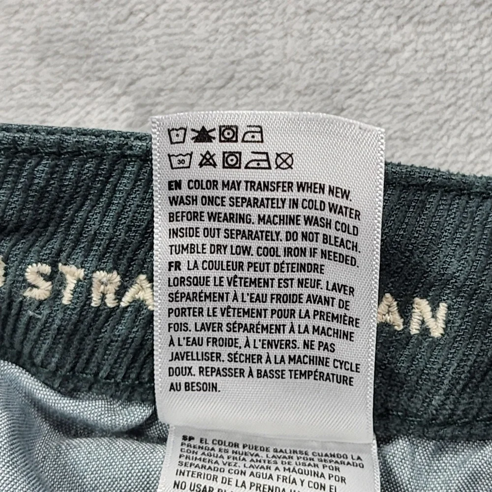 American Eagle Jeans Womens 2‎ Green Stretch Corduroy High Rise Mom Straight Leg